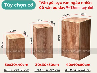 Bục đôn gỗ vuông làm đôn decor trang trí chụp hình [Bục thô - Chắc chắn] BUCDON-01